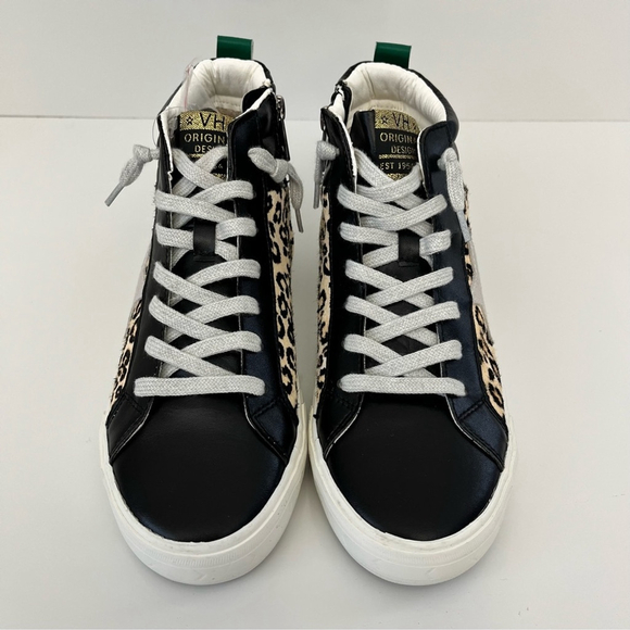 Vintage Havana Leopard High Top Sneakers Size 9 Star Distressed Zip Shoes - Picture 6 of 13